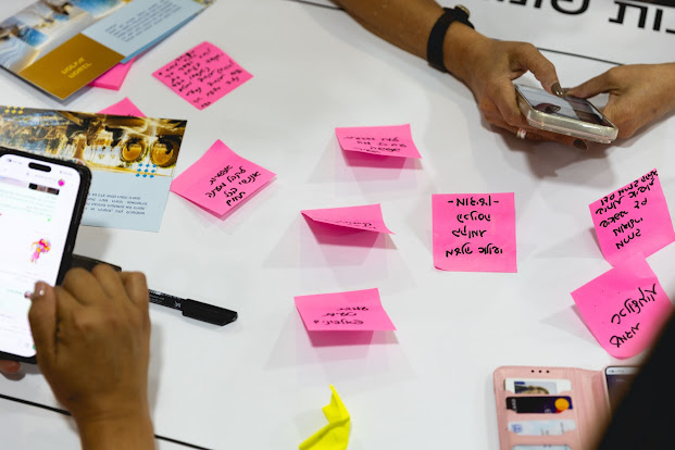 Brainstorming with sticky notes